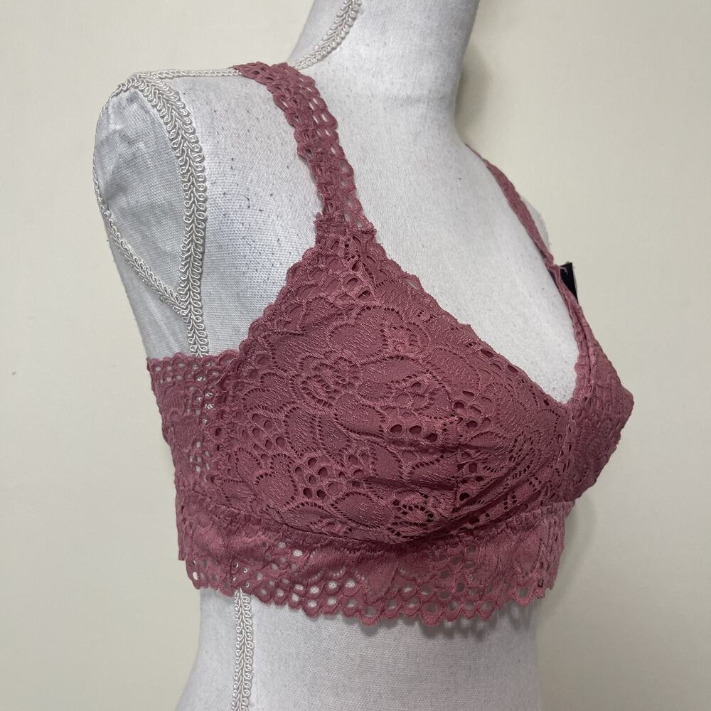 Youmita Women Lace Bralette Sexy Bra Floral‎ Lingerie Racerback Old Rose Pink XL